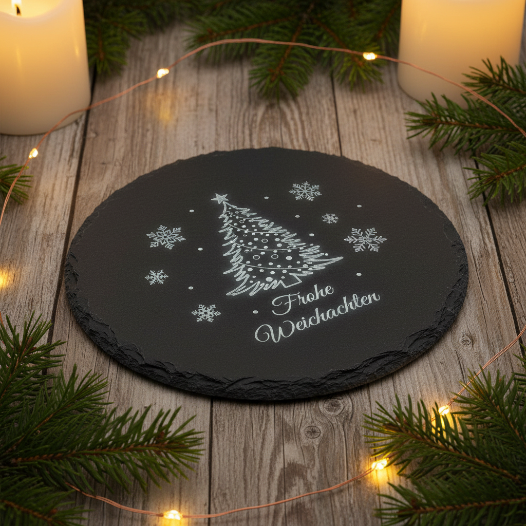 Schiefer Untersetzer – Weihnachtsmotiv