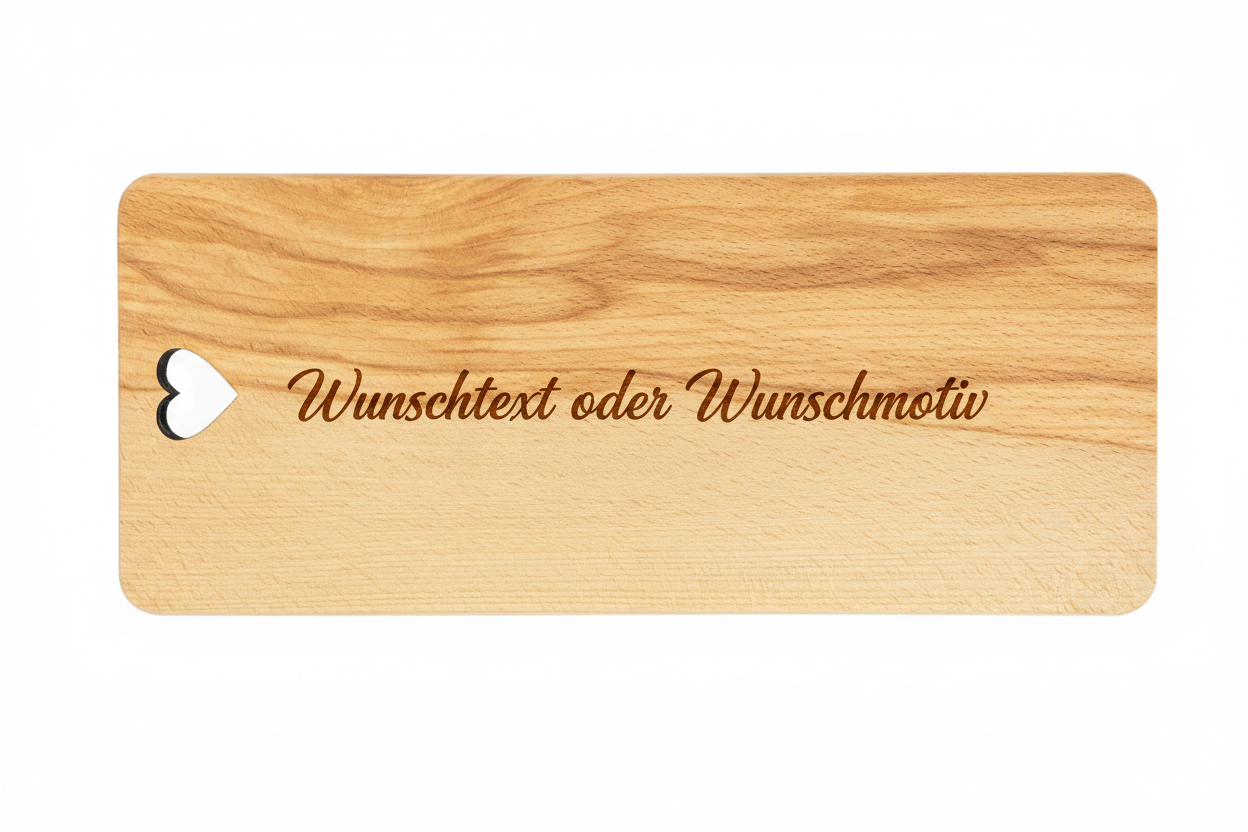 Frühstücksbrettchen aus Kernbuche mit individueller Lasergravur – Wunschtext oder Wunschmotiv möglich