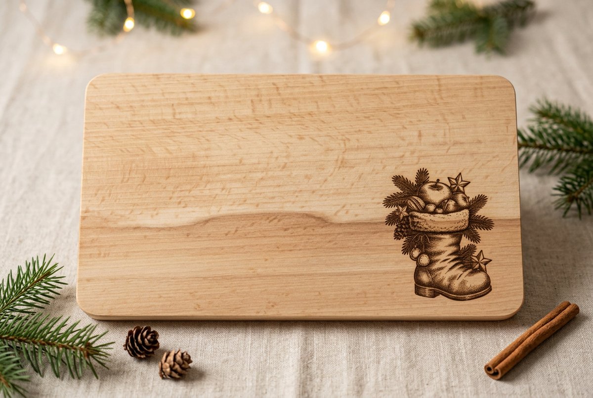 Nikolaus-Frühstücksbrettchen mit Weihnachtsdekoration