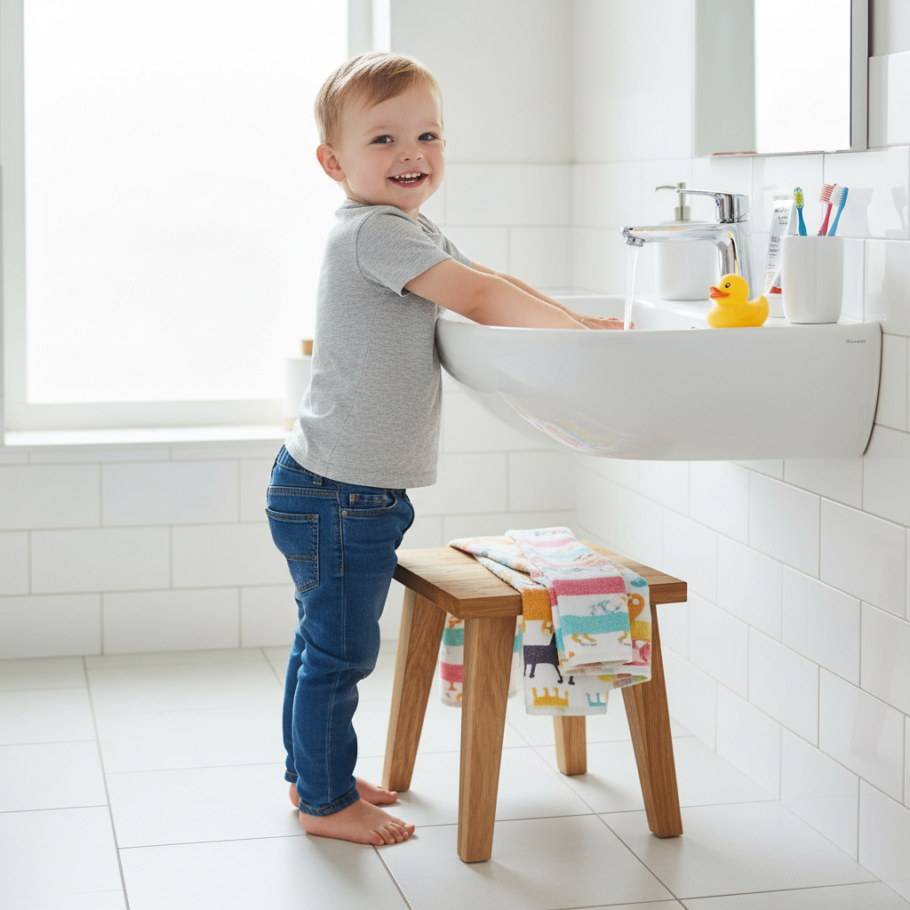 Kinderhocker im Badezimmer