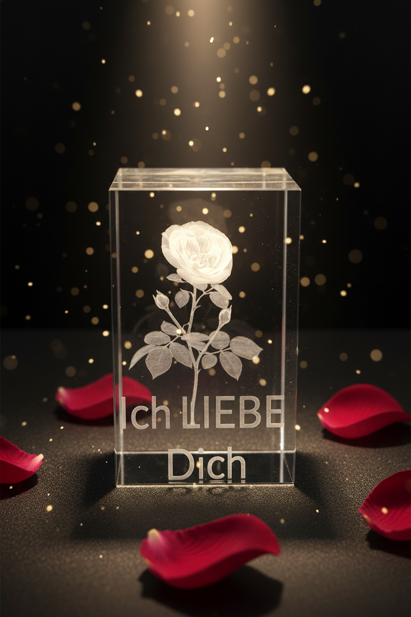 Kristallglas ICH LIEBE DICH dekoriert