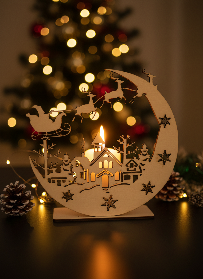 Nikolaus Schlitten Weihnachten Kerzenhalter | Mond Dorf