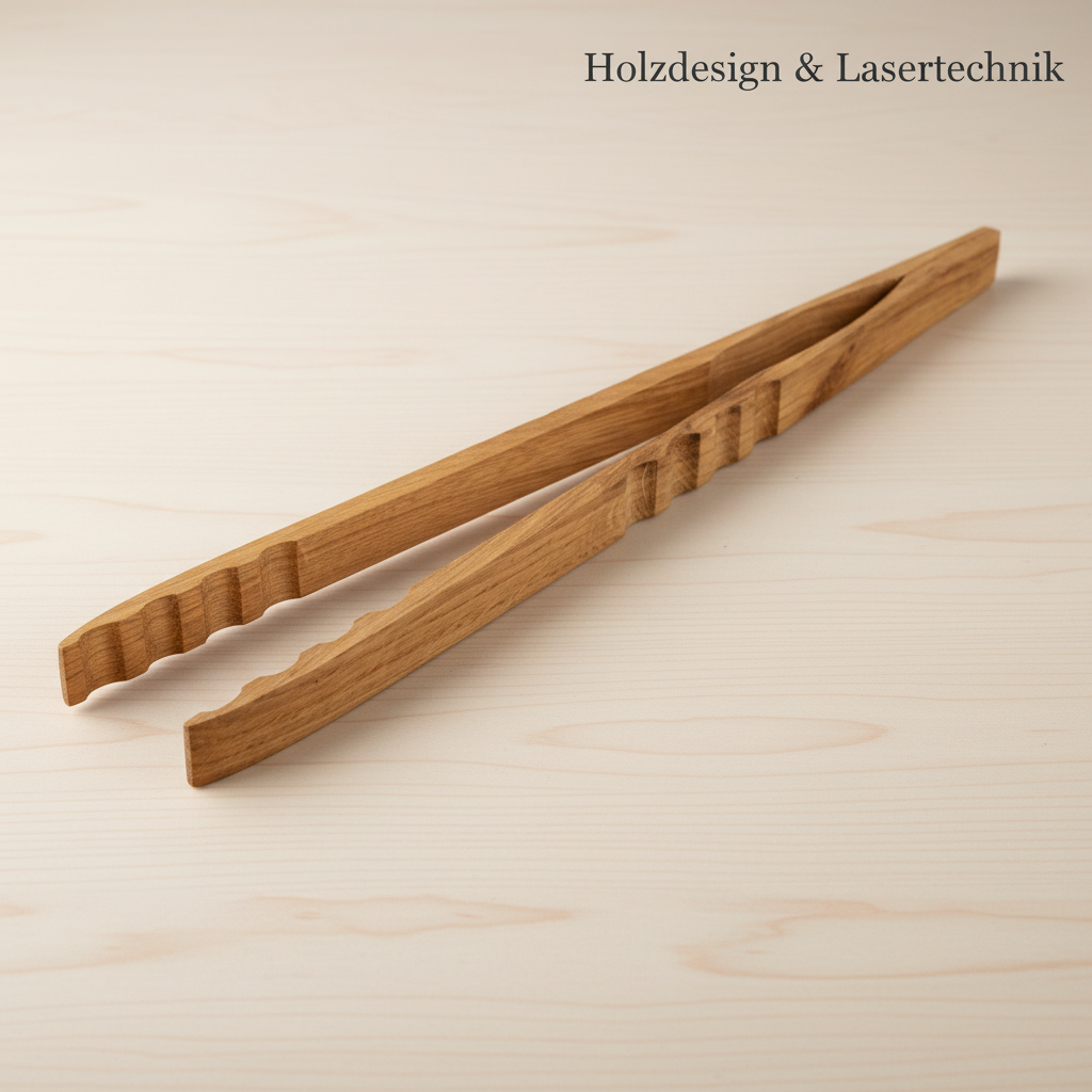 Optimierte Grillzange mit Holzdesign & Lasertechnik Branding