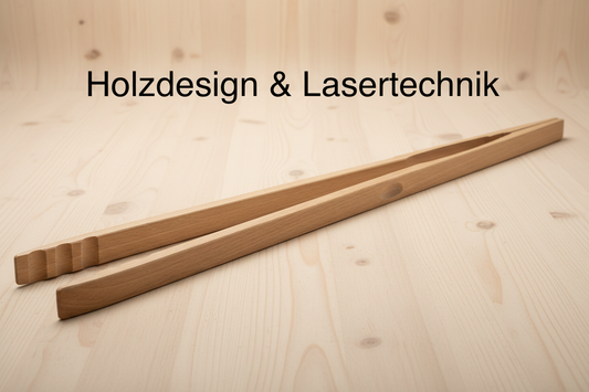Optimierte XXL Grillzange 60cm mit Holzdesign & Lasertechnik Branding