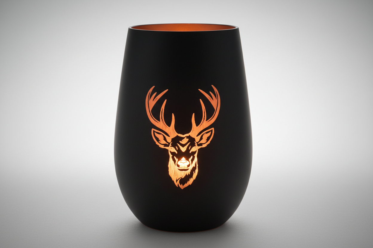 Optimiertes Stölzle Windlicht Glas mit Hirsch