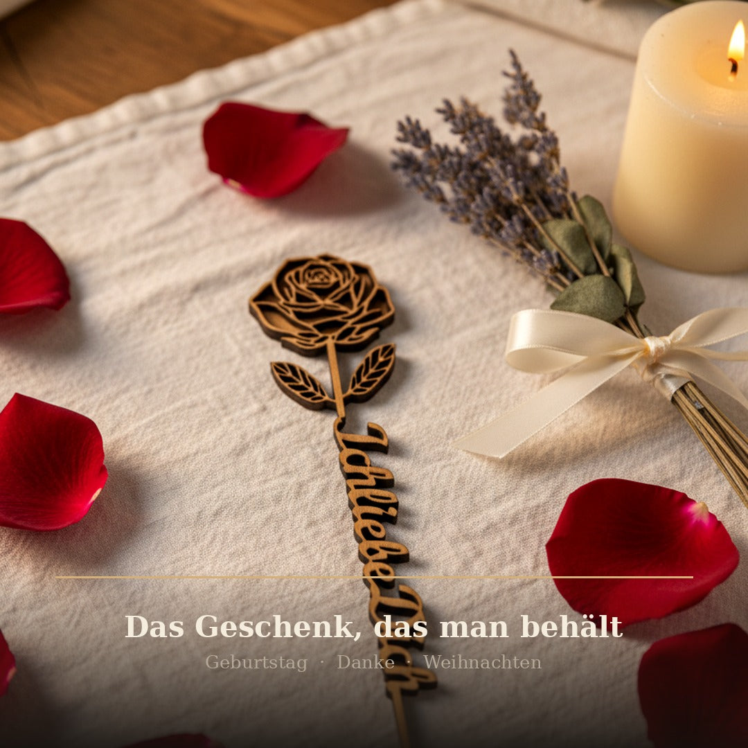 3D Blume mit Wunschname – Lasergravur, 260 mm, zweiteilig