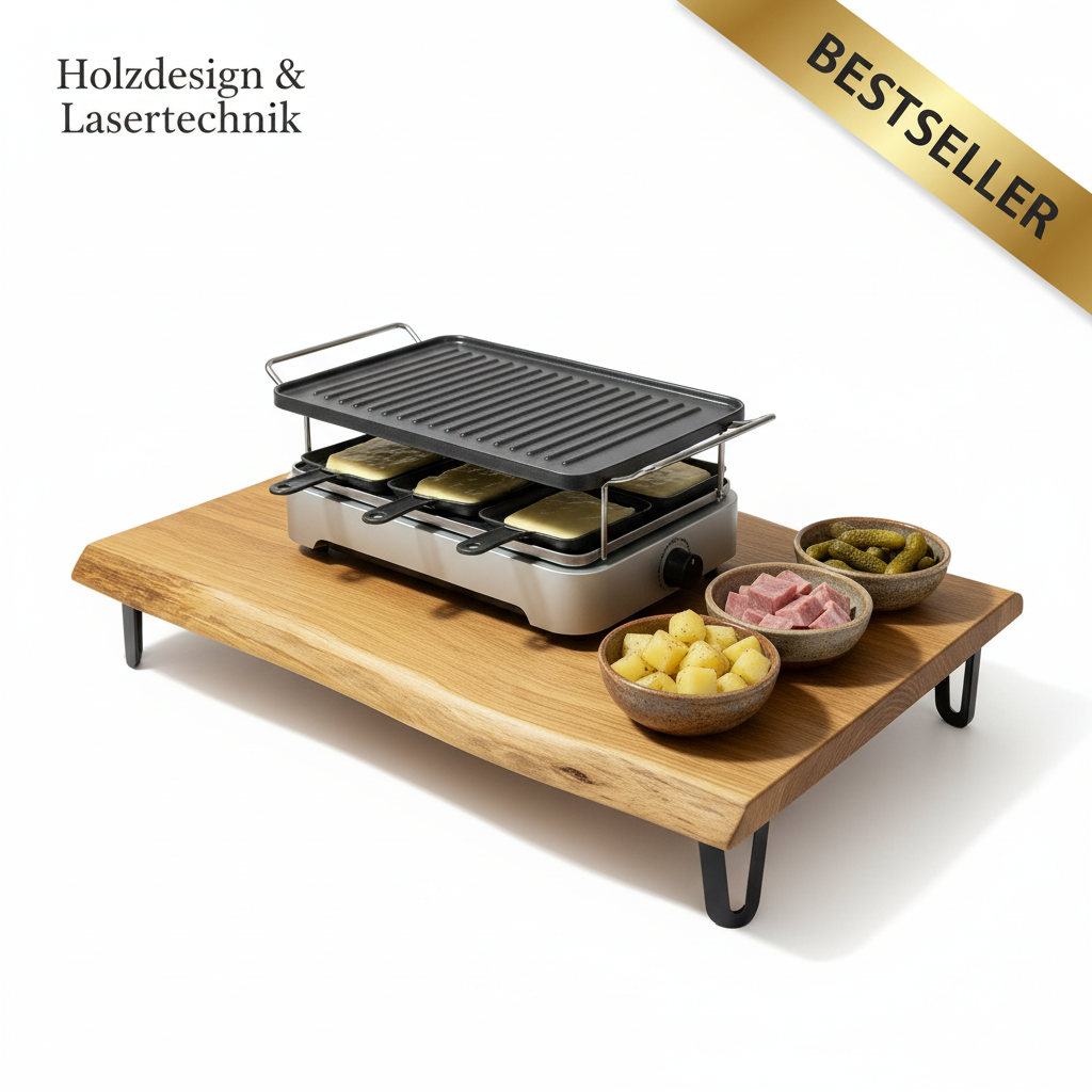 Raclette Board Bestseller mit Holzdesign & Lasertechnik