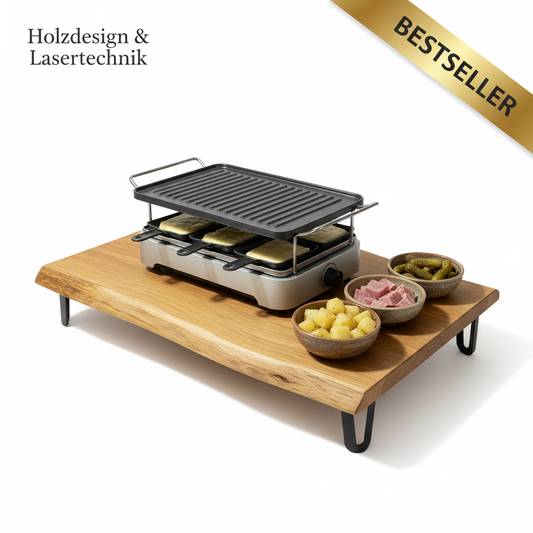 Raclette Board Bestseller mit Holzdesign & Lasertechnik