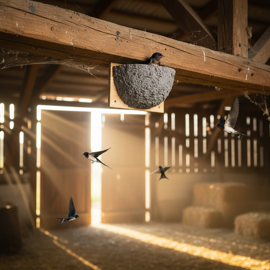 Rauchschwalben-Nest in Scheune