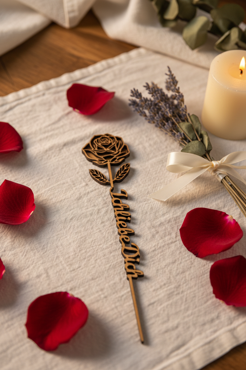 Rose Ich liebe Dich – dekoriert