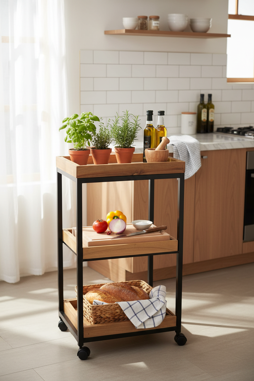 Servierwagen Living-Wood in der Küche