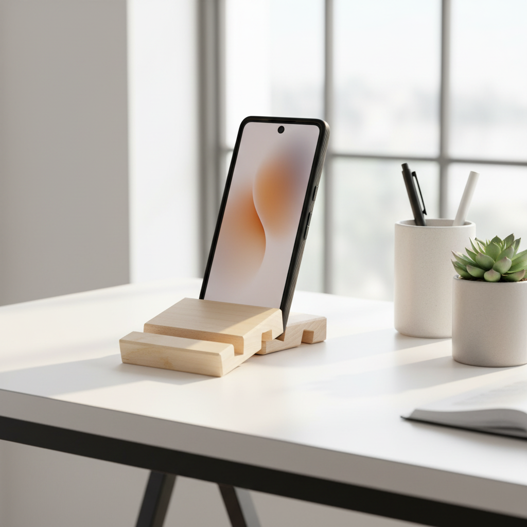 Verschönerter Smartphone- und Tablet-Halter aus Ahornholz