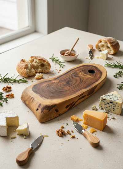 Verschönertes Baumscheibe Servierbrett Akazie