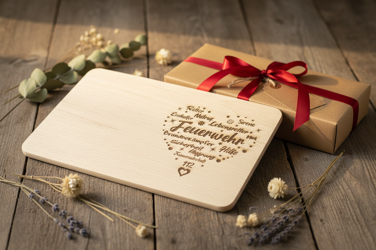 Vesper Brettchen Herz Feuerwehr – Geschenkverpackung