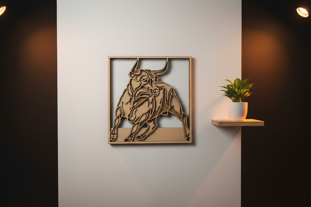 Wandbild 3D Stier 4-lagig – Variante 2