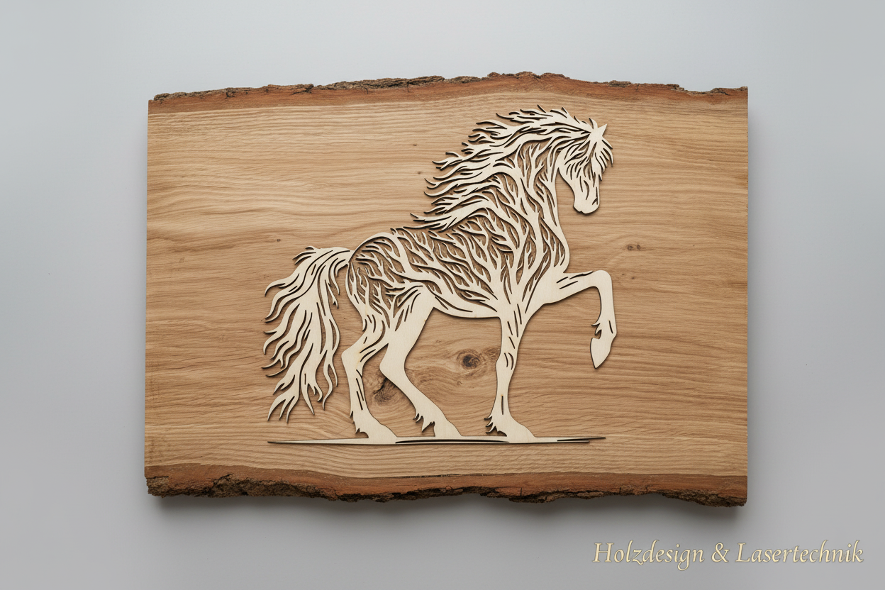 Wandbild Traumhaftes Pferd mit Holzdesign & Lasertechnik - Bild 1
