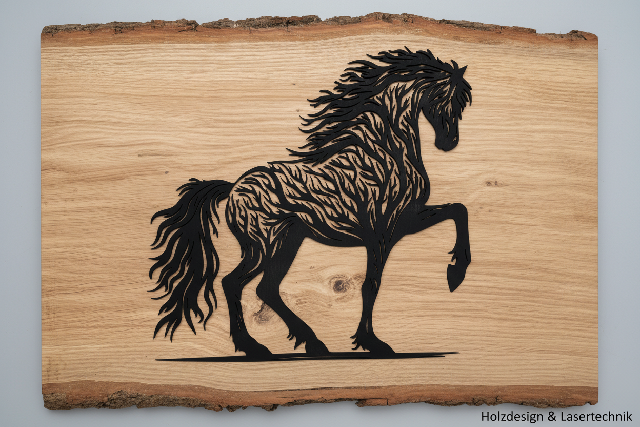 Wandbild Traumhaftes Pferd mit Holzdesign & Lasertechnik - Bild 2