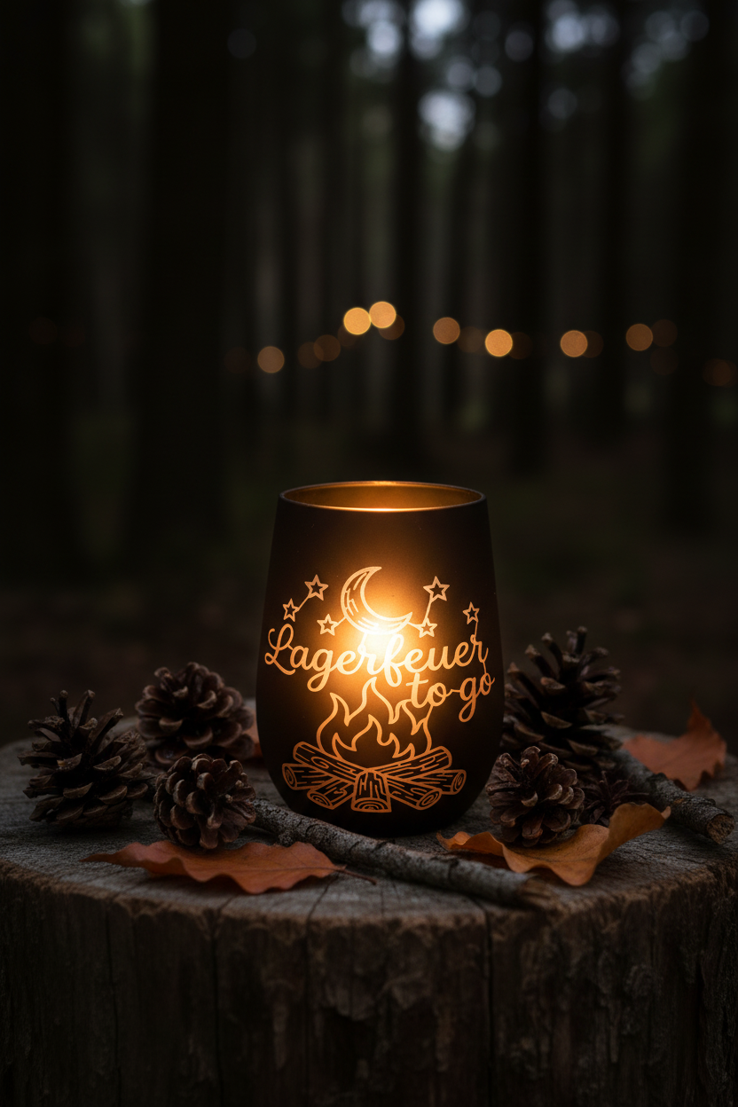 Windlicht Lagerfeuer to go – dekoriertes Produktbild