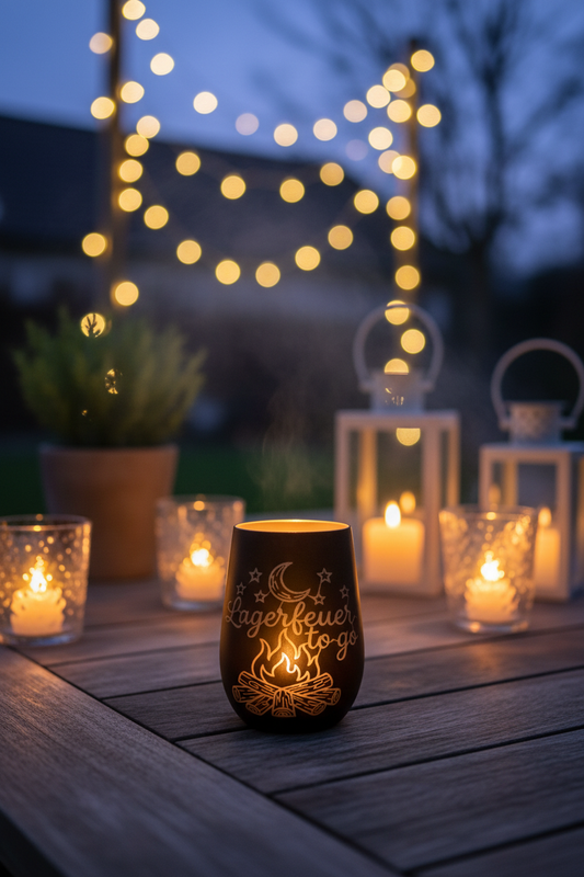 Windlicht Lagerfeuer to go – Terrasse Sommernacht