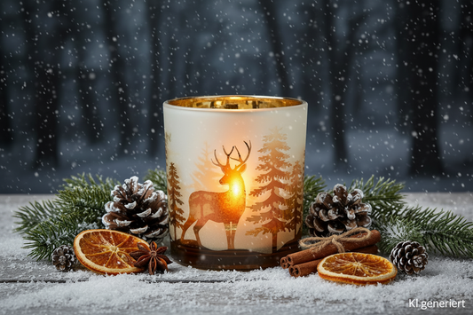 Windlicht Winterwald KI generiert