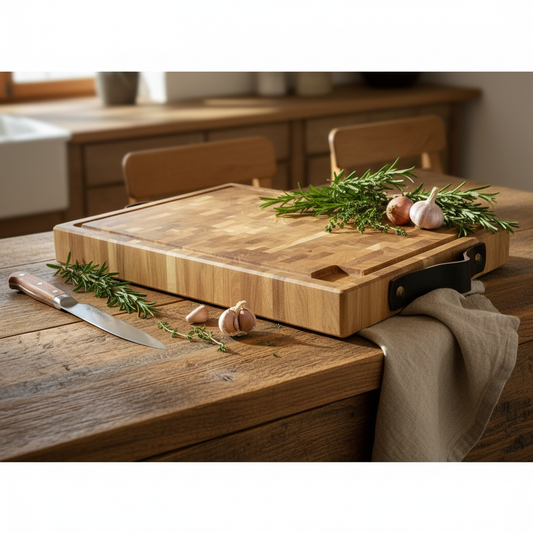 XXL Hackblock aus Hirnholz-Eiche - dekoriert