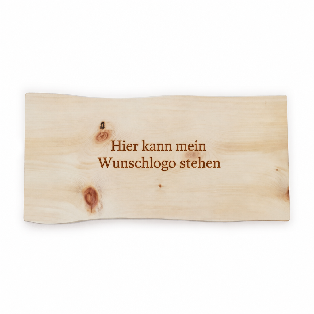 Zirbenbrett mit Wunschlogo-Platzhalter als Gravur